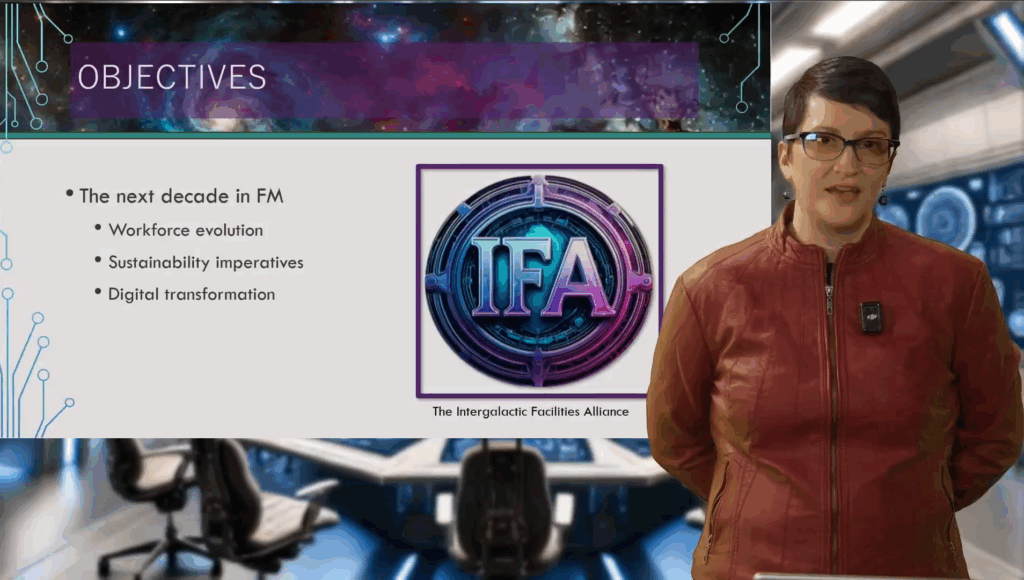 Commander McGary helps explain mission and course objectives through multimedia. 