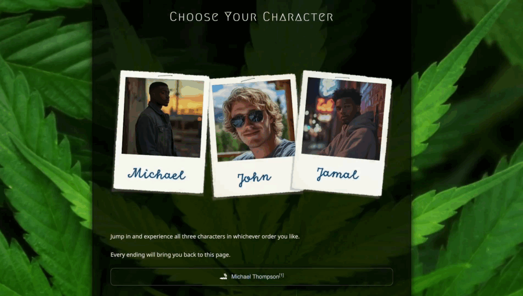A custom-built Twine simulation guided students through branching storylines.