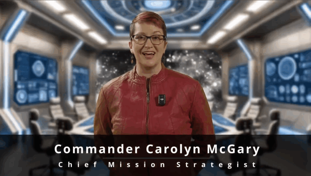 Professor Carolyn McGary leads students into the imaginative world of the Intergalactic Facilities Alliance.