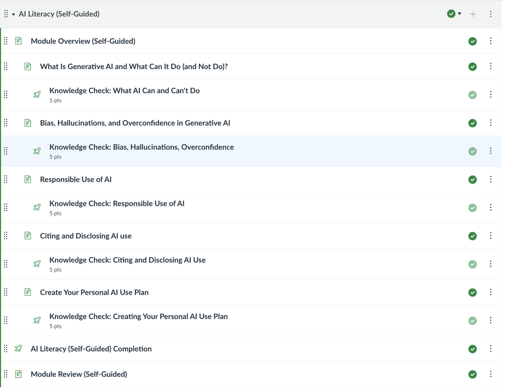 Self-Guided Module including pages and Classic Quizzes.