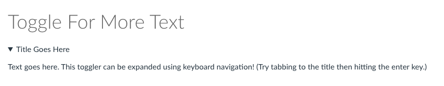 Expanded text toggle showing a title and additional explanatory text.