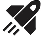 Dark colored rocket ship icon used to represent new quizzes in canvas.